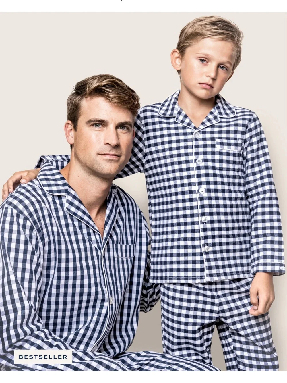 Petite Plume Kid’s Twill Pajama Set in Navy Gingham 3T